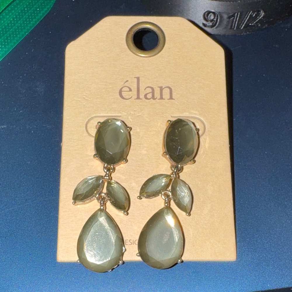 Elan Gold and Green Drop Earrings